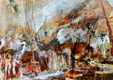 Abstract painting with earthy tones and brush strokes