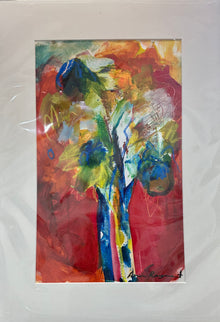 Abstract painting with vibrant colors on a white background