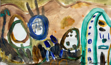 Abstract artwork with colorful shapes and patterns